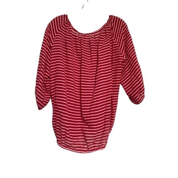 J.Crew Women's Red White Striped Long Sleeve Oversized Cotton T-Shirt Size S - Picture 3 of 5